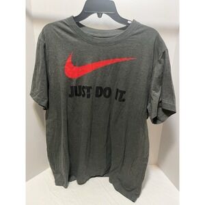 Nike T-Shirt Mens XL Gray Just Do It Red Swoosh Cotton The Nike Tee